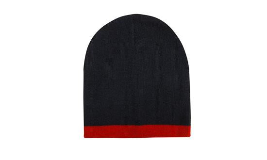 Headwear Acrylic Two Tone Roll Down Beanie X12 - 4188 Cap Headwear Professionals Black/Red One Size 